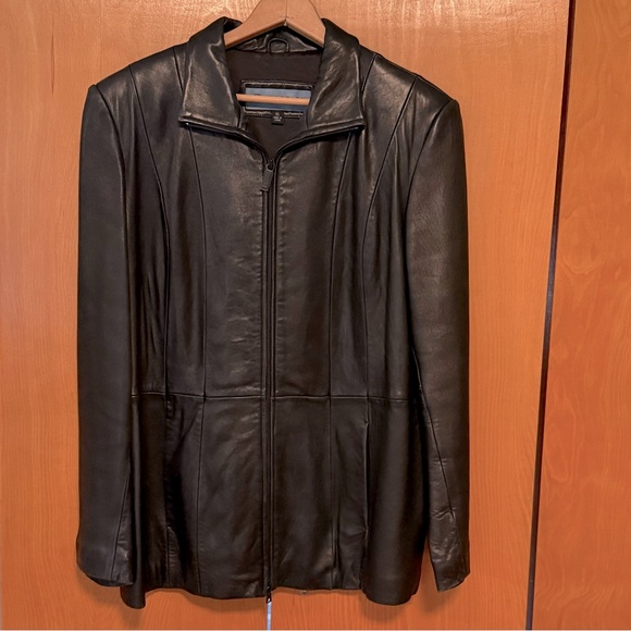 Vintage Y2K Kenneth Cole Reaction Black Leather Jacket XL - Picture 1 of 10
